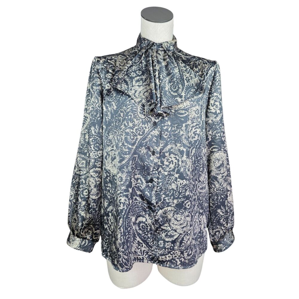 VTG Russ Womens Button Front Blouse Removable Bib USA Classic Retro Size 10 - Picture 1 of 7